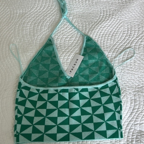NWT PacSun LA Hearts Hilda Halter Sweater Crop Top Green Size Small - Picture 3 of 8